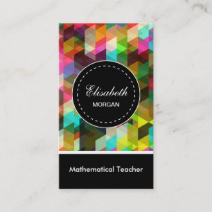 Mathematical Teacher- Colourful Mosaic Pattern Business Card