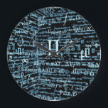 Mathematics Algebra Design Large Clock<br><div class="desc">This algebra math design is an ideal gift for teachers,  students and all the mathematics love and life. Show all that you are a math genius,  the gift idea for teachers and young mathematicians who add up subtract and love the numbers.</div>