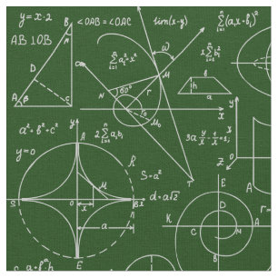 Mathematics arithmetic geometry formulas green fabric