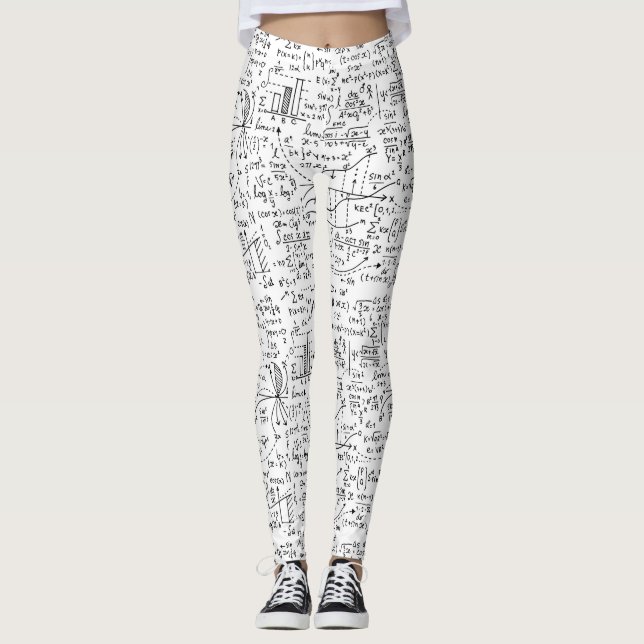 mathematics  black and white scribbles leggings (Front)