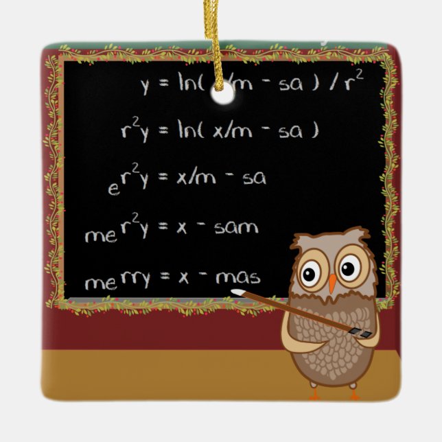 Mathematics Christmas Wish Ceramic Tree Decoration (Front)