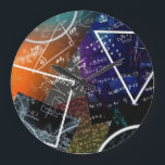 Mathematics Formula Wall Clock<br><div class="desc">Keep learning on schedule with this unique wall clock, featuring a vibrant pattern of mathematical formulas, colourful equations, and geometric shapes. Perfect for classrooms, study spaces, and homes of STEM enthusiasts––this clock brings academic flair and creative energy to any room.</div>