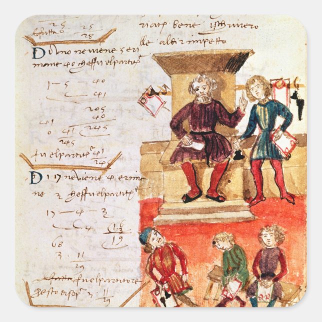 Mathematics Lesson, from a mathematical treatise Square Sticker (Front)