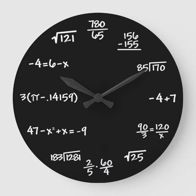 Mathematics Math Chalkboard Clock (Front)