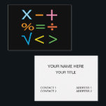 Mathematics Math Symbol Math  Business Card<br><div class="desc">Mathematics Math Symbol Math Business Card original design by Nisha Prabhu. Fully Customisable. Personalise with your details. Make a lasting impression in the world of numbers with our eye-catching, vibrant Math Business Card! Designed for educators, tutors, or math enthusiasts, this card blends creativity and professionalism seamlessly. Adorned with a playful...</div>