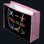 Mathematics Math Symbol Math  Large Gift Bag<br><div class="desc">Mathematics Math Symbol Math Large Gift Bag original design by Nisha Prabhu. Gift your favourite math enthusiast with our eye-catching "Math Large Gift Bag"! This beautifully designed bag is adorned with an array of vibrant math symbols, making it perfect for any occasion—from birthdays to graduations. Whether you're wrapping up books,...</div>