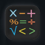 Mathematics Math Symbol Math Party Paper Plate<br><div class="desc">Mathematics Math Symbol Math Party Paper Plates original design by Nisha Prabhu. Add some mathematical flair to your next celebration with our enchanting Math Party Paper Plates! These vibrant plates feature an array of eye-catching math symbols, that will delight math enthusiasts of all ages. Perfect for birthday parties, school events,...</div>