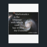 Mathematics Postcard<br><div class="desc">"Mathematics is the language with which God has written the Universe." -Galileo Galilei
 Two Galaxies dancing on T shirts,  mouse pads & more.</div>