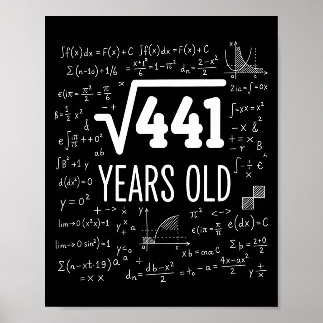 Mathematics Square Root 441 Years Old, Clever Math Poster (Front)