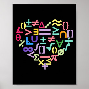 Mathematics Symbols Heart Fun Valentines Day Math  Poster