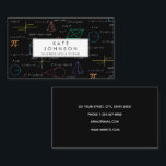 Mathematics Teacher Tutor Equations Math Formulas  Business Card<br><div class="desc">A colourful mathematics equations and formulas pattern on a black background. An ideal design for math teachers, mathematic enthusiasts, scientists and mathematics tutors. A simple and professional way to introduce your business. Social media icons included in the design of this business card for you to use. Personalise your details to...</div>