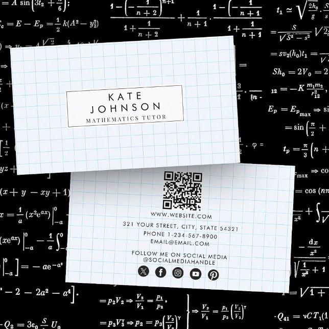 Mathematics Teacher Tutor Graph Teacher QR Code Business Card (Mathematics Teacher Tutor Graph Teacher QR Code Business Card)