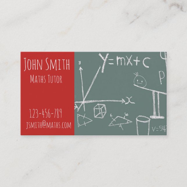 Mathematics tutor or teacher stylish advanced math business card (Front)