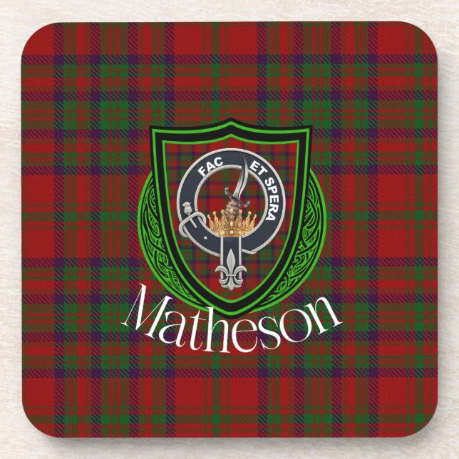 Matheson Scottish Clan Tartan & Crest Coaster (Front)