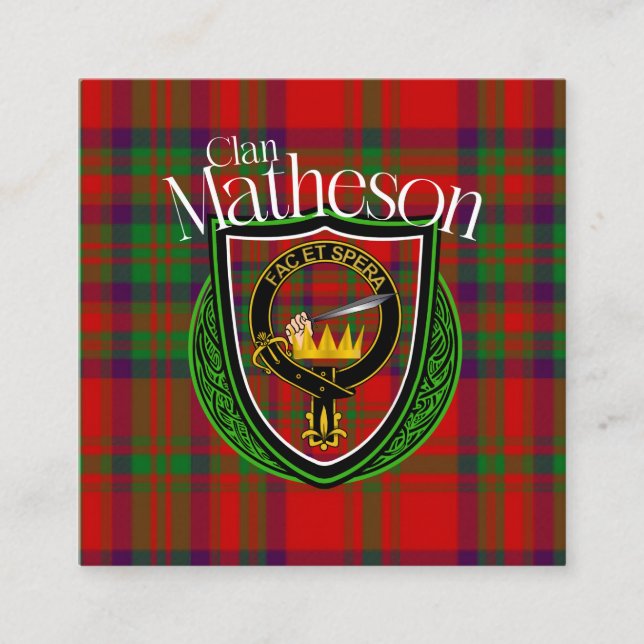 Matheson Scottish Clan Tartan & Crest Throw Pillow Enclosure Card (Front)