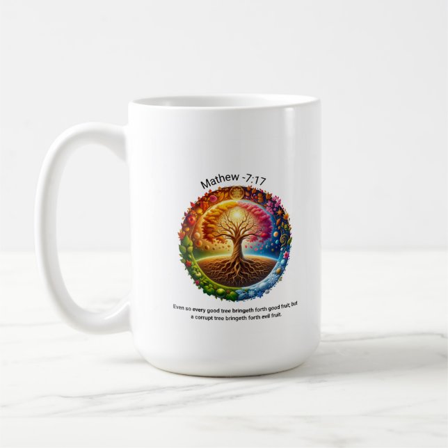 Mathew 7:17 Even so every good tree bringeth Coffee Mug (Left)