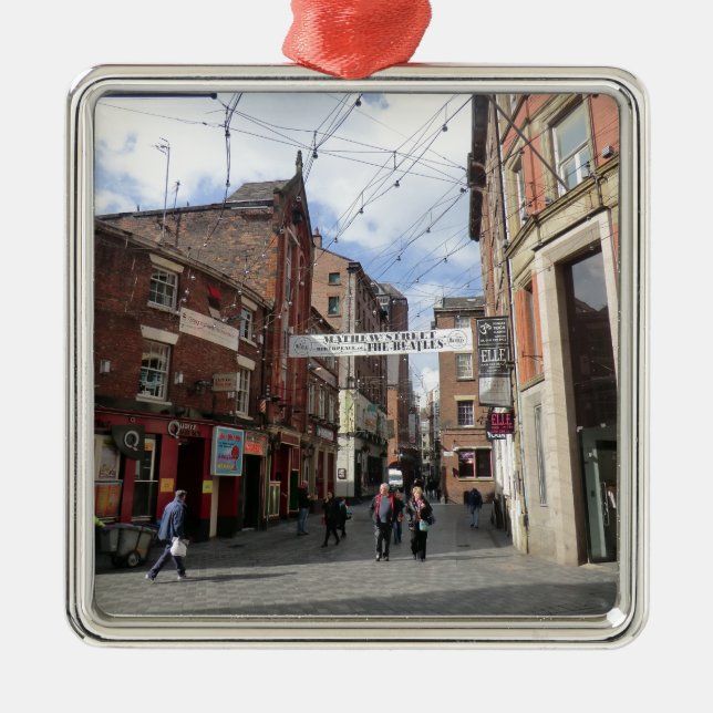 Mathew Street in Liverpool Metal Tree Decoration (Front)