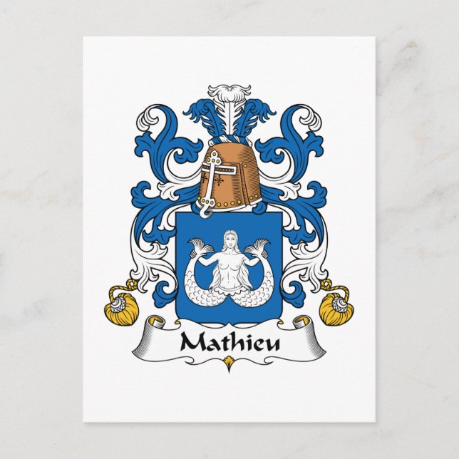 Mathieu Family Crest Postcard (Front)