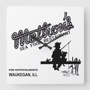 Mathon's Sea Food Restaurant, Waukegan, Illinois Square Wall Clock