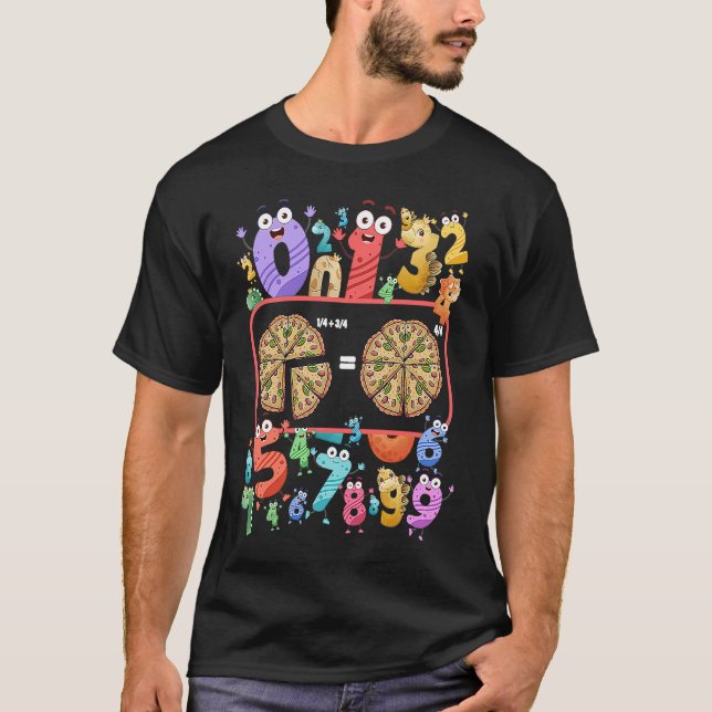 Maths Day Costume Idea For Kids & Pizza Numbers Fr T-Shirt (Front)