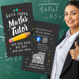 maths English tutor home learning exams Business Card