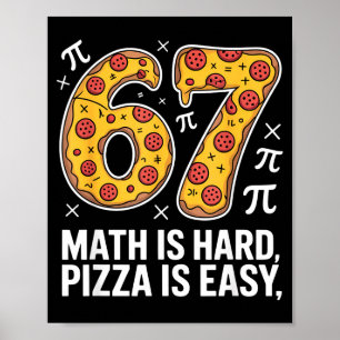 Maths is hard pizza is easy funny day 67 meme  poster