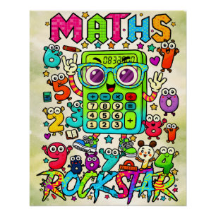 Maths Rockstar Cute Calculator Design Poster