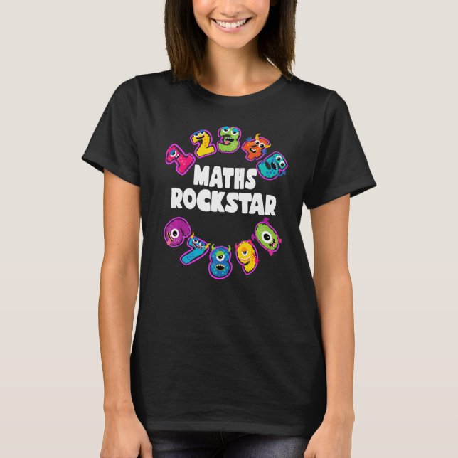 Maths Rockstar Kids Cool Monster Numbers Maths T-Shirt (Front)