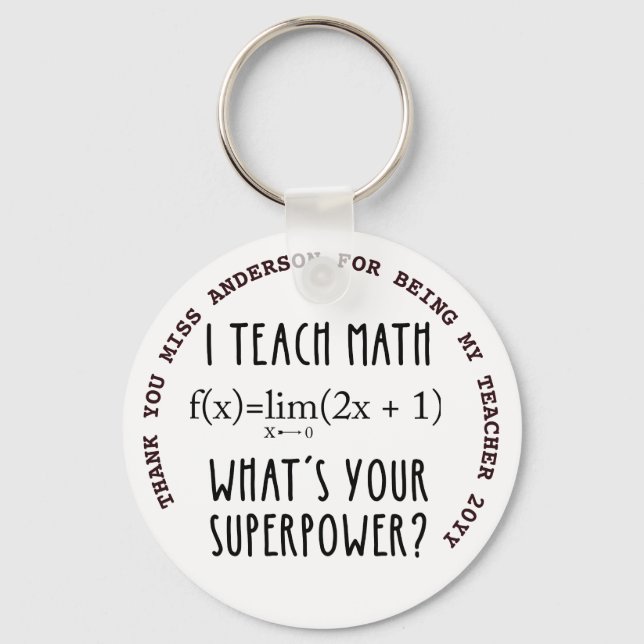 MATHS TEACHER THANK YOU Personalised Gift Under $4 Key Ring (Front)
