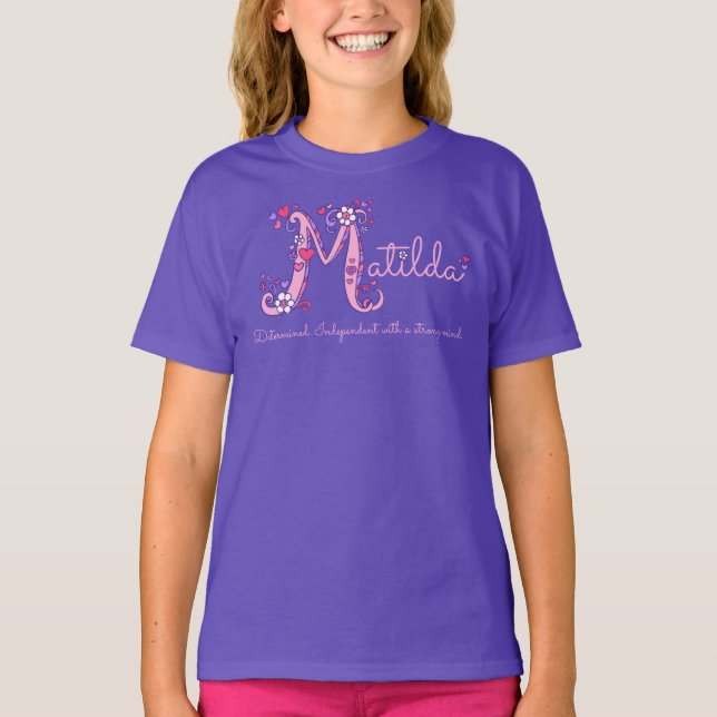 Matilda girls M name meaning monogram t-shirt (Front)