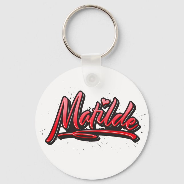 Matilde red Heart Graffiti Schlüsselanhänger Key Ring (Front)