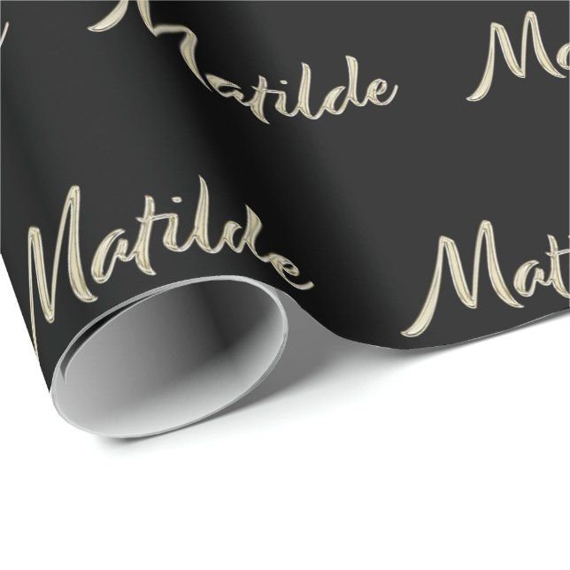 Matilde white gold hand writing gift wrapping paper (Roll Corner)