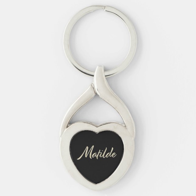 Matilde white gold Handwriting key Key Ring (Front)