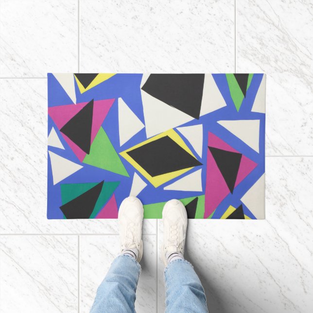 Matisse Abstract Geometric Blue Cut Out Art Doormat (Indoor)
