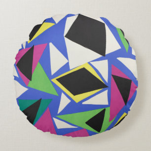 Matisse Abstract Geometric Blue Cut Out Art Round Cushion