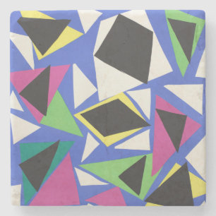 Matisse Abstract Geometric Blue Cut Out Art Stone Coaster