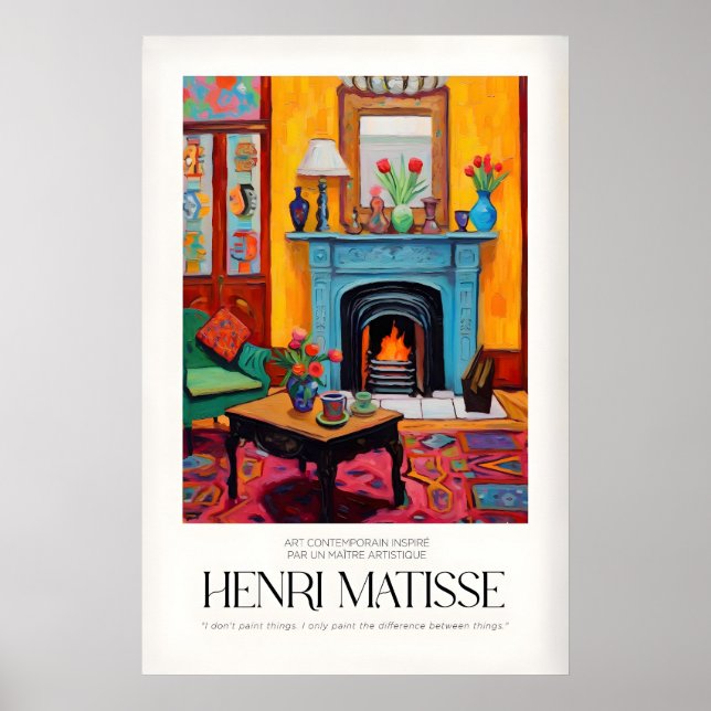 Matisse Art Prints - Cosy Fireplace Interior (Front)
