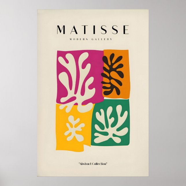 Matisse Art Prints - Four Block Abstract Leaves (Front)