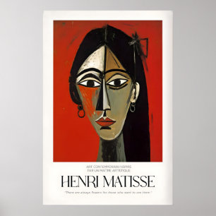 Matisse Art Prints - Stylised Woman Portrait Red