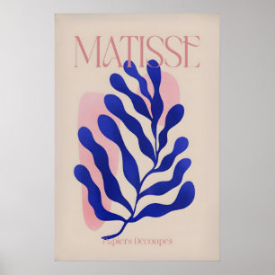 Matisse Blue Leaf Abstract Papiers Découpés Wall Poster