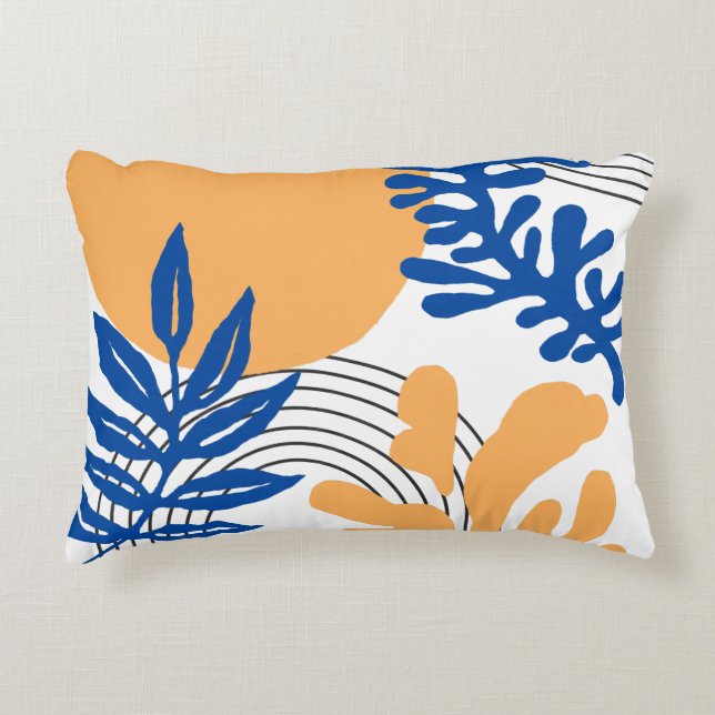 Matisse Blue Yellow Abstract Botanical Shapes  Decorative Cushion (Front)