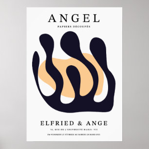 Matisse Cut Paper Navy Abstract Wall Art Print