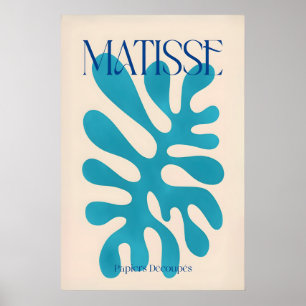 Matisse Cyan Blue Abstract Shape Papiers Découpés Poster