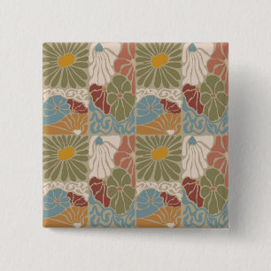 Matisse Groovy floral  Art Nouveau 1970s Boho  15 Cm Square Badge