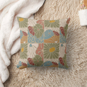 Matisse Groovy floral  Art Nouveau 1970s Boho  Cushion