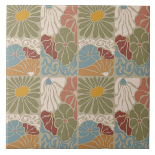 Matisse Groovy floral  Art Nouveau 1970s Tile