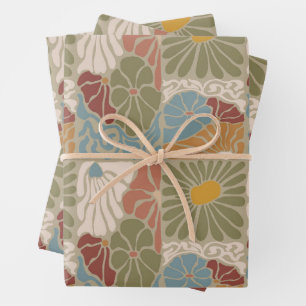 Matisse Groovy floral  Art Nouveau 1970s Wrapping Paper Sheet
