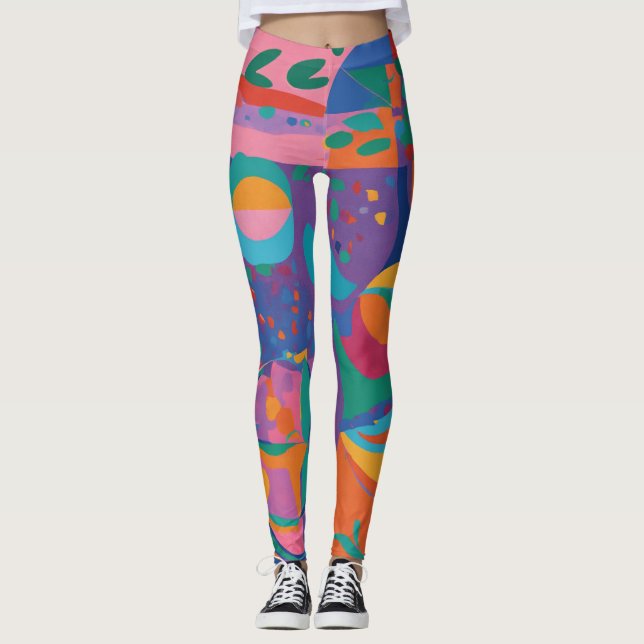 Matisse-Inspired Abstract Art Leggings (Front)
