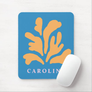 Matisse Inspired Abstract Shape Blue Personalised Mouse Pad