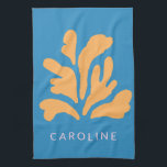 Matisse Inspired Abstract Shape Blue Personalised  Tea Towel<br><div class="desc">Matisse Inspired Abstract Shape Blue Personalised Kitchen Towel</div>